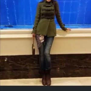 Burberry military green jacket.